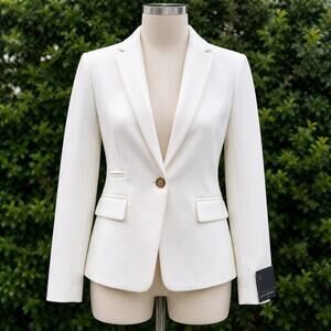 NWT Banana Republic Off White Blazer Sz 2 Classic Tailored Single Button Jacket